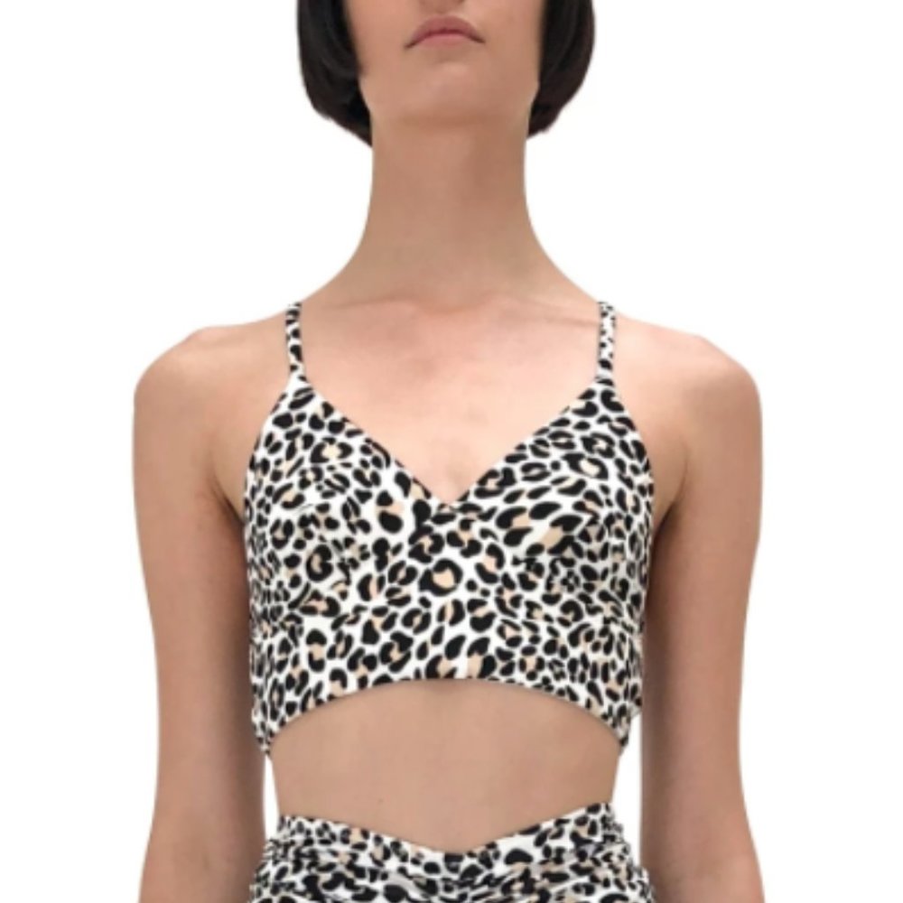 NWT Norma Kamali Slip Bra Baby Leopard Medium